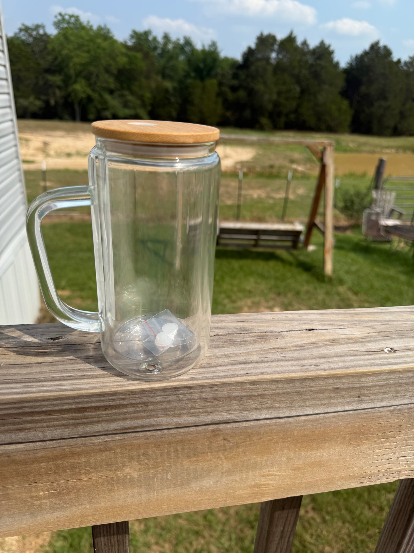 Glass Glitter Snowglobe Tumbler Cup With Handle- Blanks 16oz