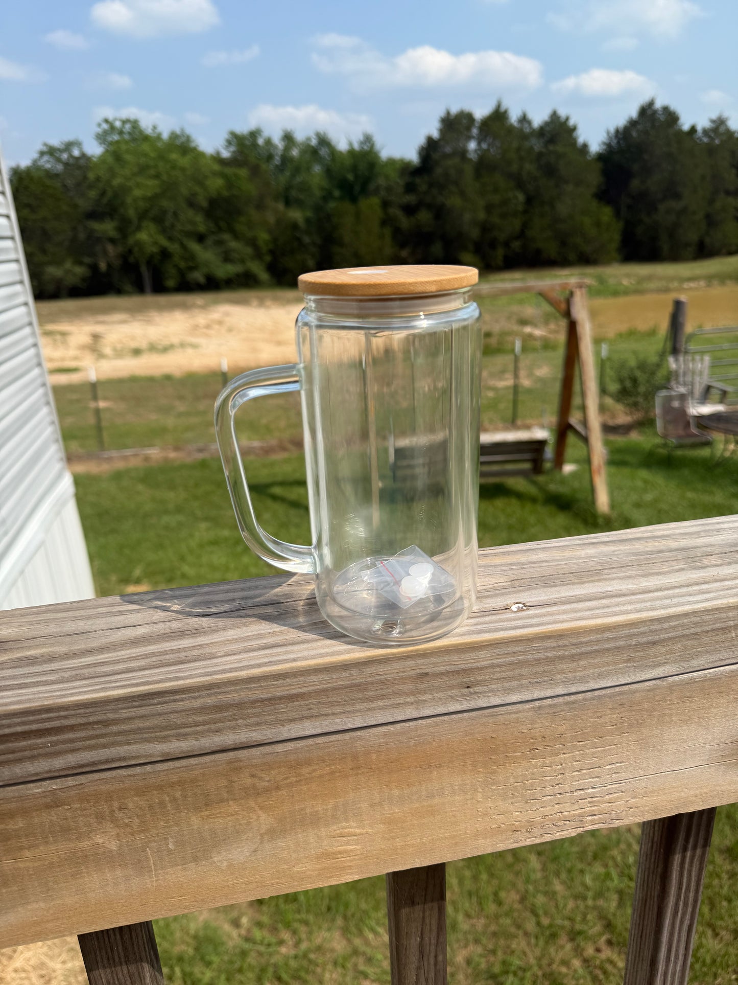 Glass Glitter Snowglobe Tumbler Cup With Handle- Blanks 16oz